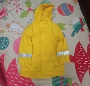 Cat & Jack Bright Yellow Raincoat with Silver Accents